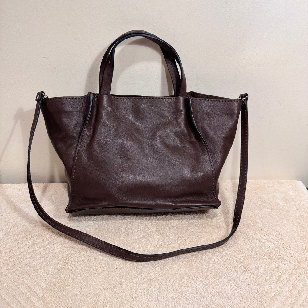 Gianni Chiarini Women's Brown Genuine Leather Tote Crossbody Bag Made in Italy